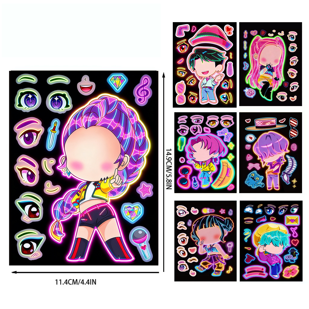 Party Games Music - 8pcs Funny Girls Stickers Toys Make