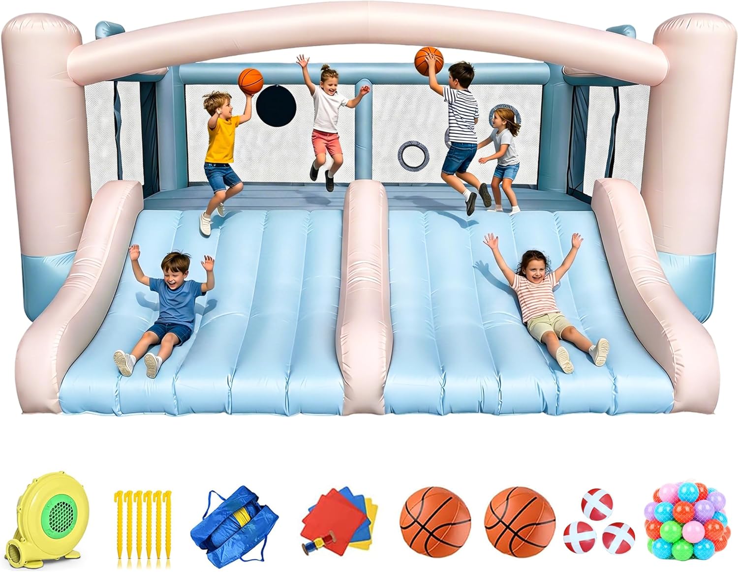 Party Games Indoor - Large 8-in-1 Inflatable Bounce House with
