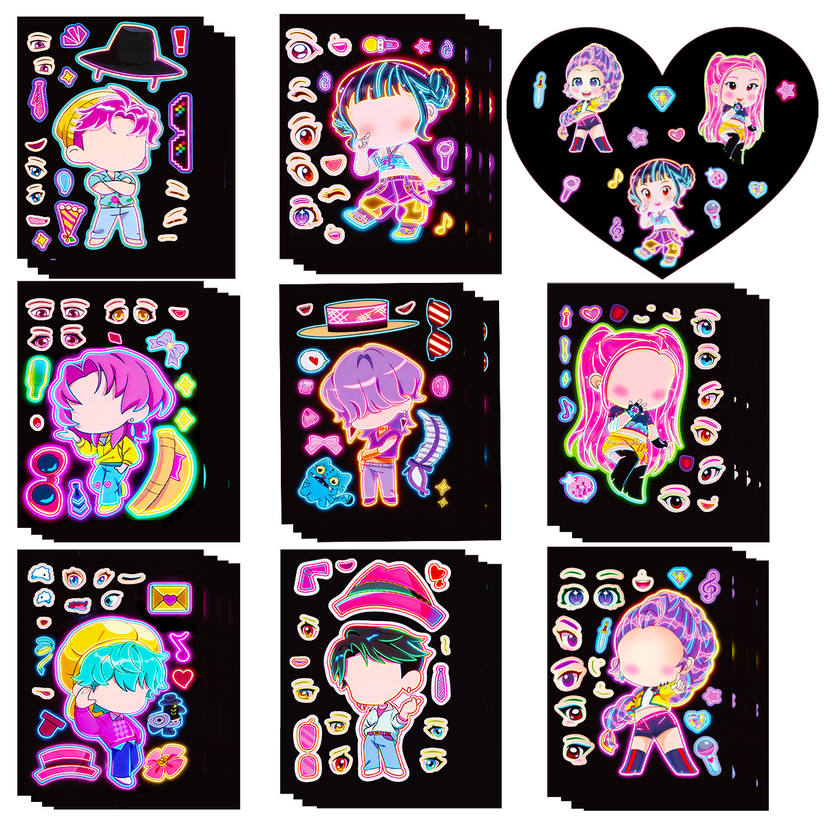 8pcs Funny Girls Stickers Toys - Party Games Music のレビューと価格