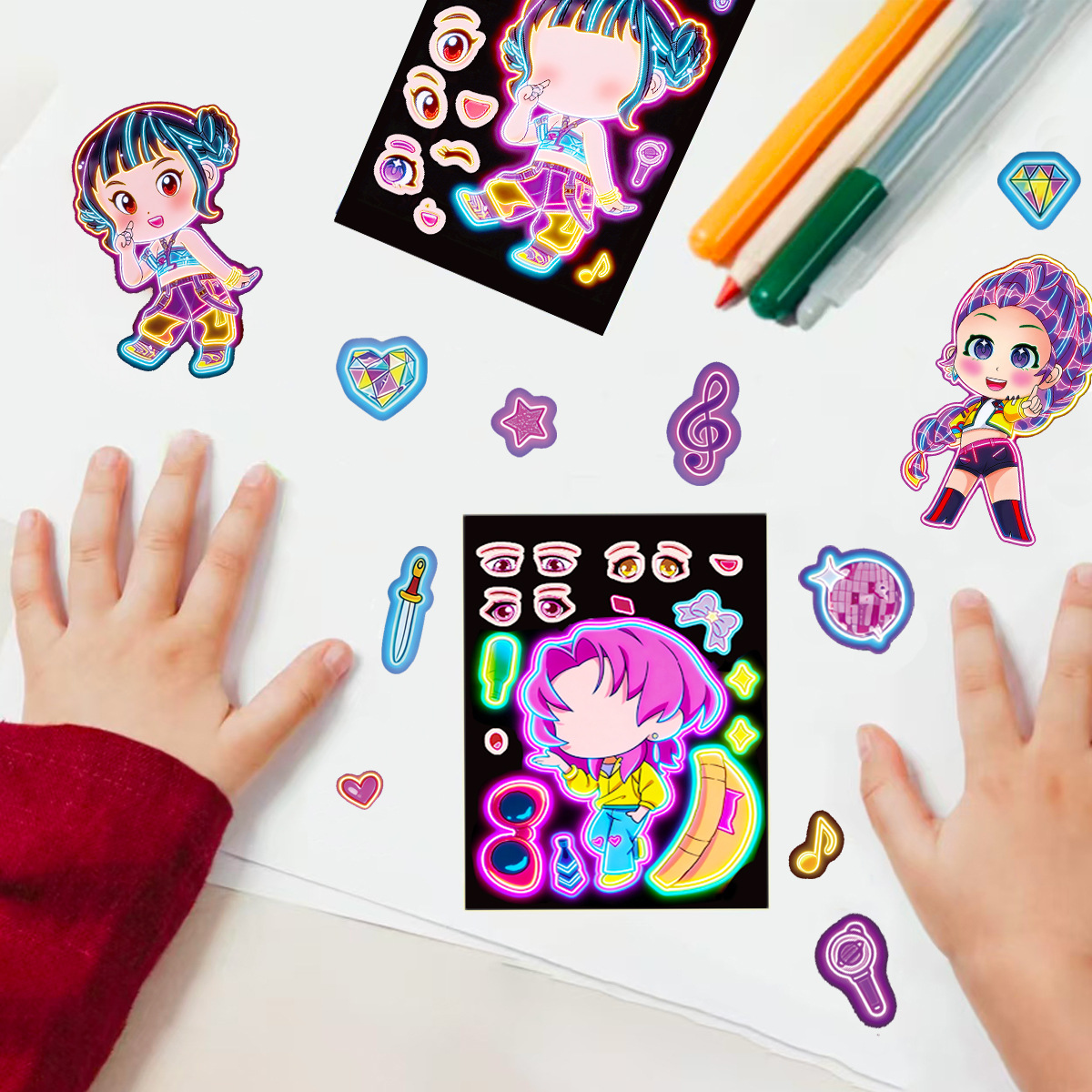 8pcs Funny Girls Stickers Toys - Party Games Music のレビューと価格