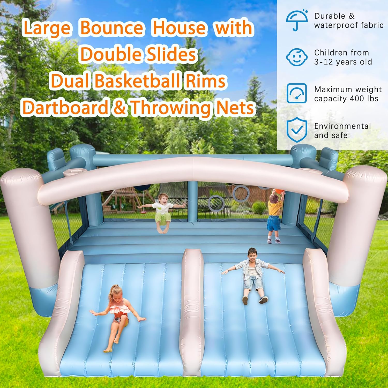 Large 8-in-1 Inflatable Bounce - Party Games Indoor のレビューと価格