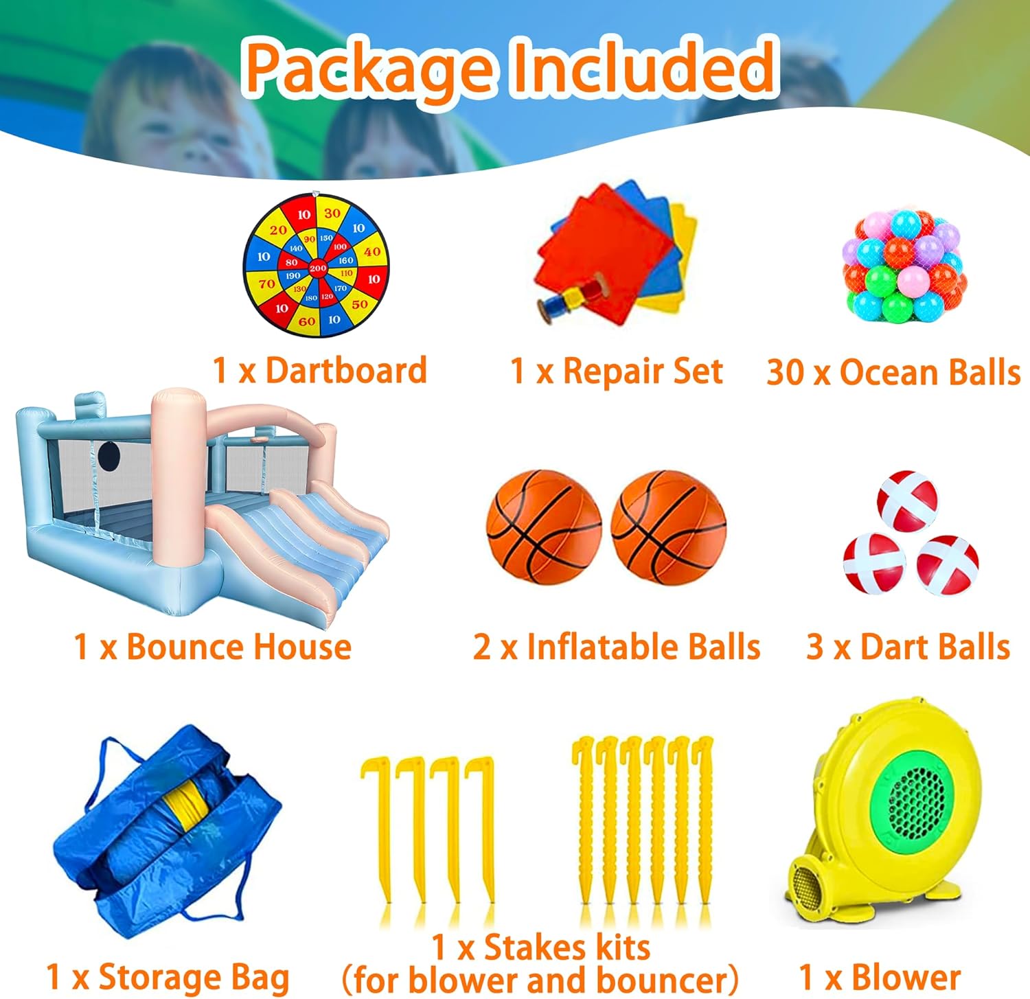 Large 8-in-1 Inflatable Bounce - Party Games Indoor のレビューと価格