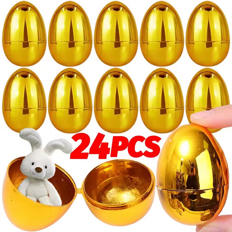 6-24Pcs Golden Easter Eggs Pla - Party Games Egg のレビューと価格