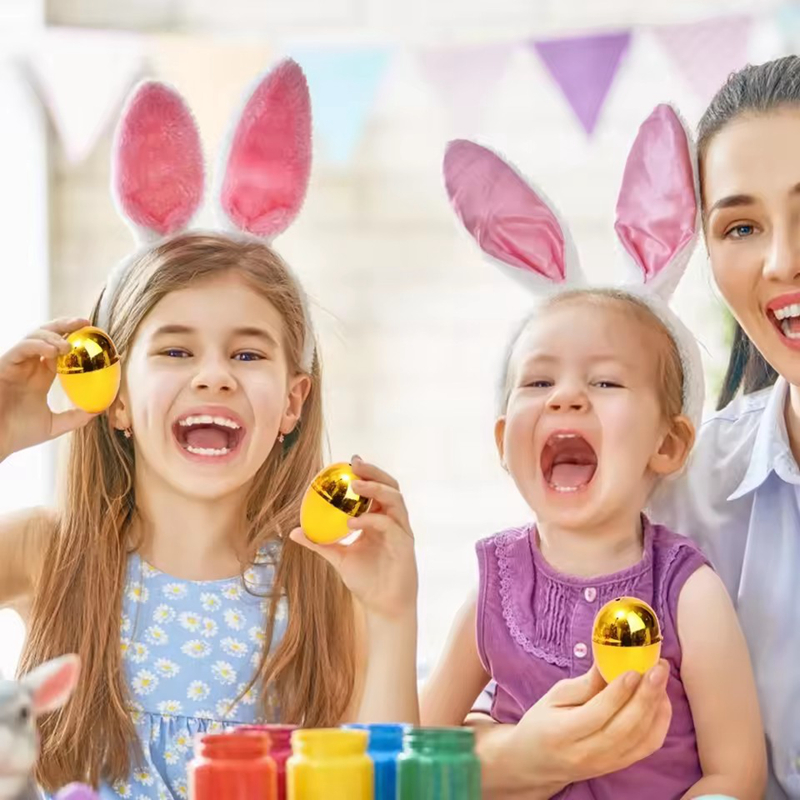 6-24Pcs Golden Easter Eggs Pla - Party Games Egg のレビューと価格